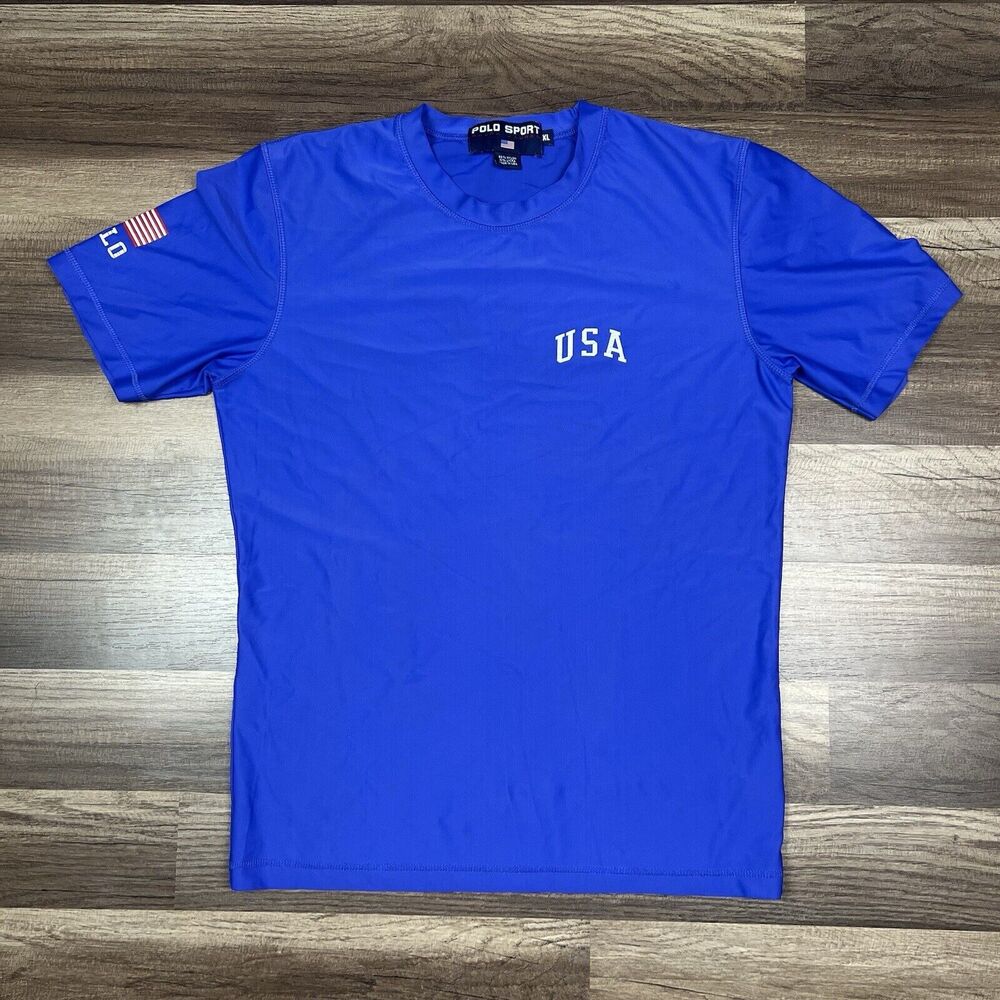 VTG Ralph Lauren Polo Sport USA Flag Compression Shirt Youth XL Men’s Medium